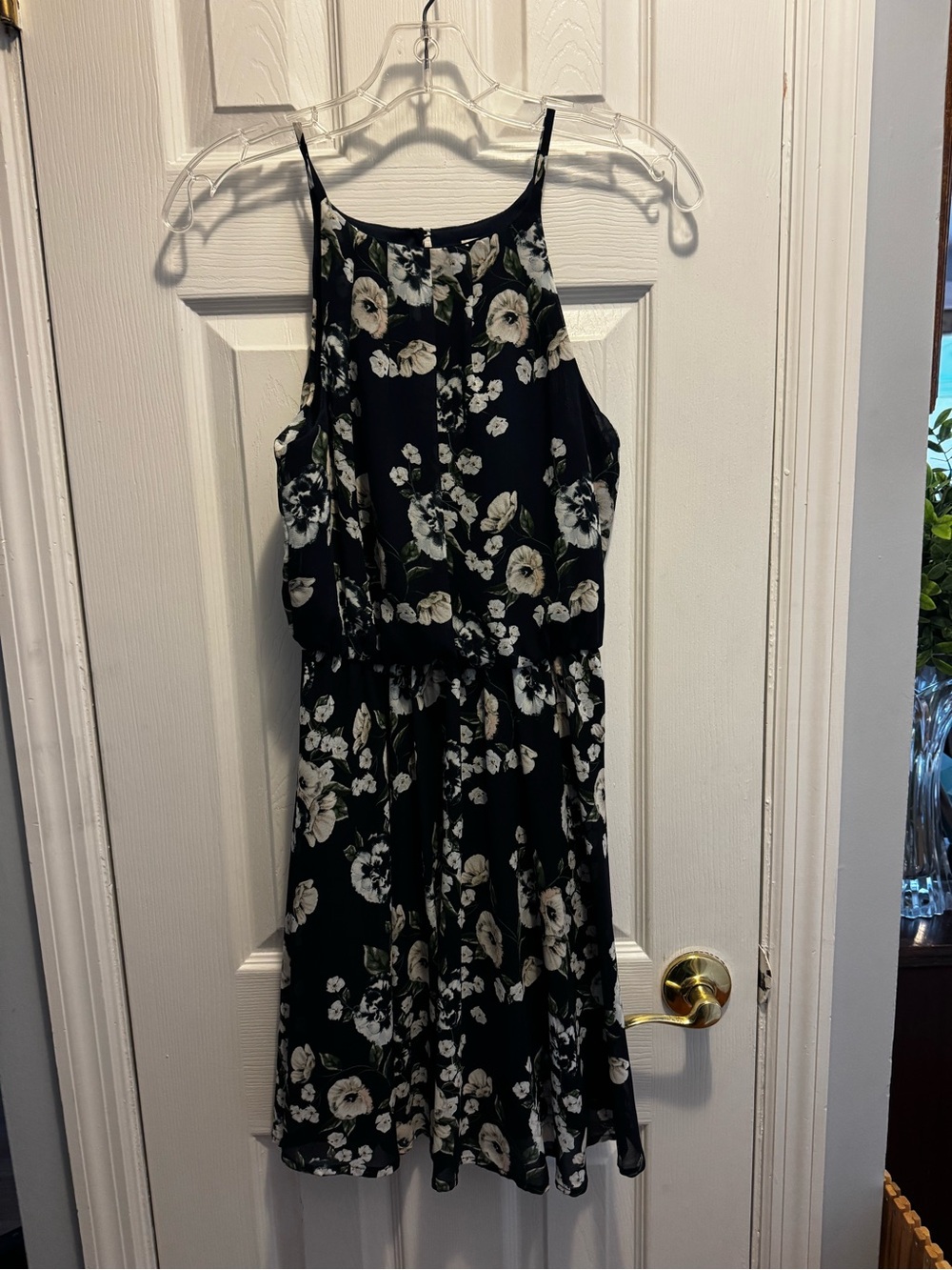 Blue Rain Black Floral Midi Dress